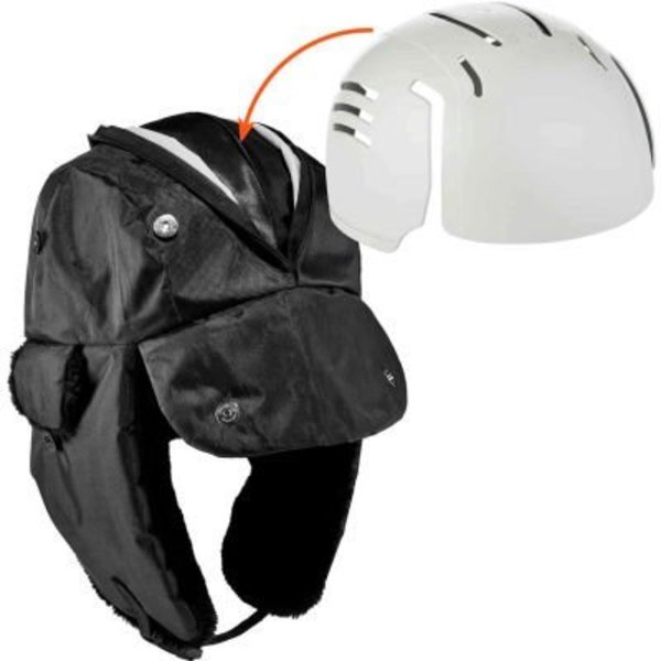 Ergodyne N-Ferno 6802ZI Trapper Hat Kit w/ Universal Bump Cap, Zipper, L/XL, Black 16899